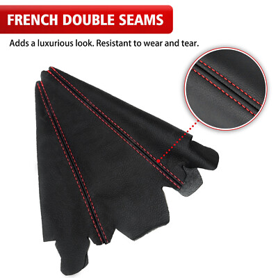 Custom Black Vinyl Manual Shift Boot W/ Red Stitching For 2002-2006 Acura RSX - Kar Designers