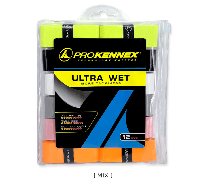 Prokennex Ultra Wet 12шт Ручка для тенниса, бадминтона и сквоша 0,6 мм белая AYGP1803