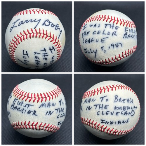 Larry Doby I was the first black player in the AL Signed Baseball HOF JSA LOA