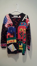 Vintage Clothing Tacky School Teacher Cardigan - Karen Scott - Medium M - Black
