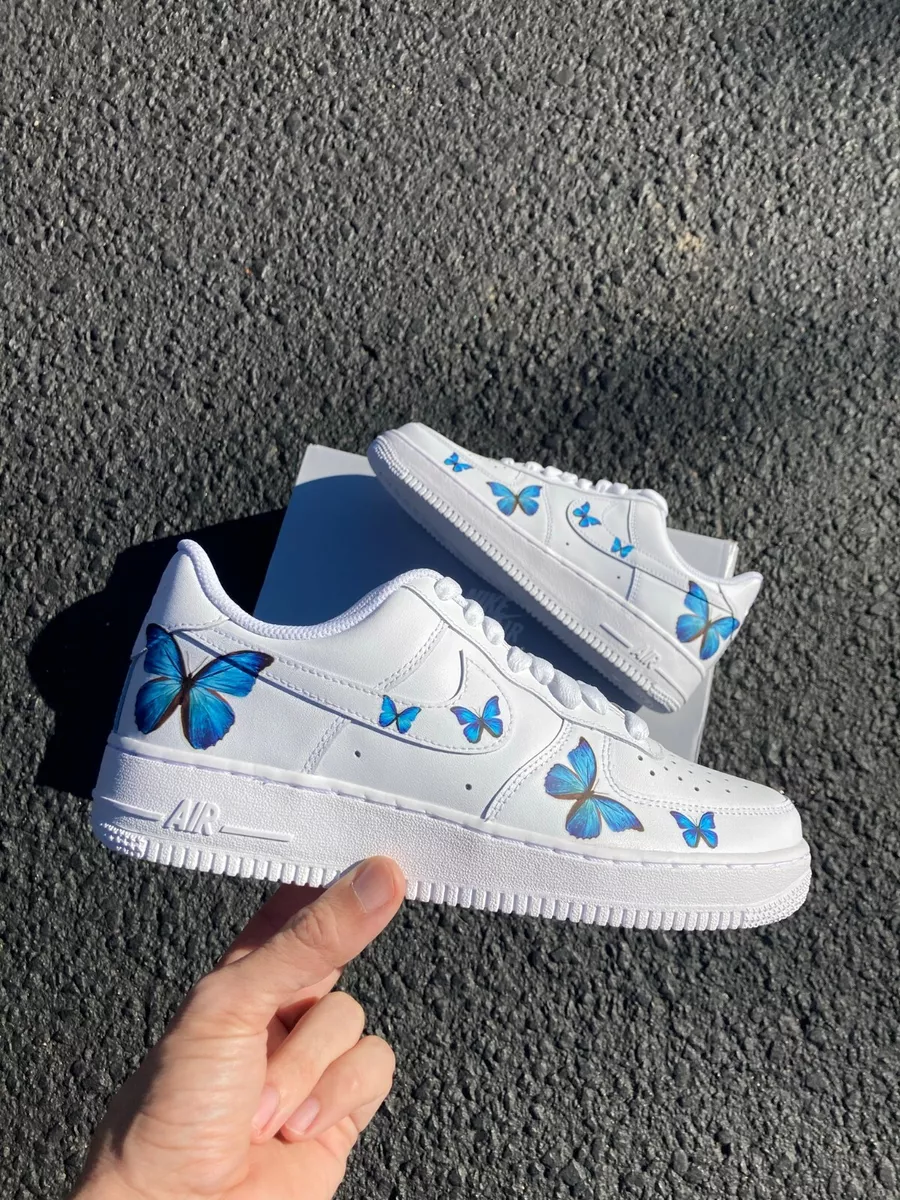 Custom Nike Air Force 1 Blue ButterFLY - Custom Nike Air Force 1 Shoes