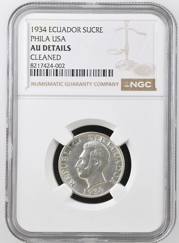 ECUADOR  1 SUCRE  1934  KM # 72  NGC AU DETAILS.
