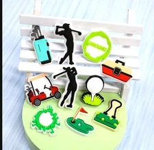 Golf Themed Shoe Charms For Crocs  Golfer Garden Shoes Cute PVC Clogs 10 Pieces 