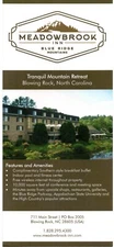 Travel Rack Card Meadowbrook Inn Blowing Rock NC/Linden Row Inn Richmond VA 2019