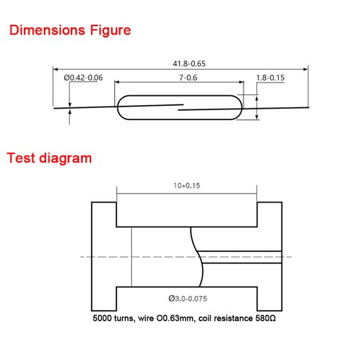 Reed Switch 10W Normally Open Induction Magnetic Switch 1.8mm x 7mm / MKA-07101 - Picture 2 of 4