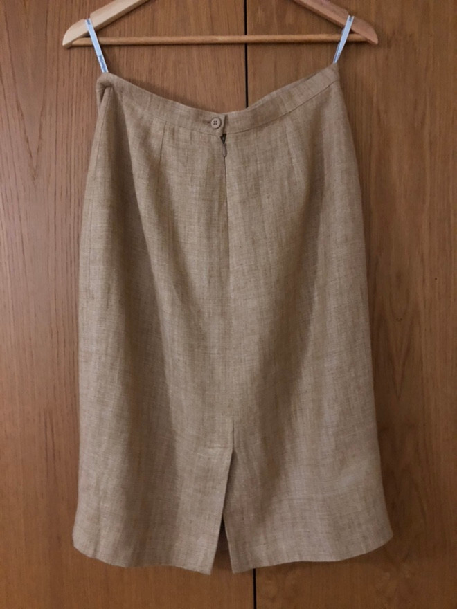 GONNA E GIACCA VINTAGE YVES SAINT LAURENT LINO BEIGE SU MISURA US 10 UK 14