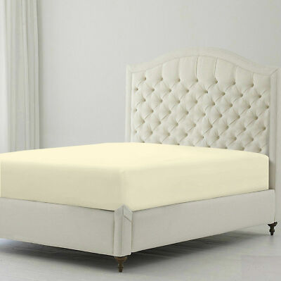 1PC Fitted Sheet 15inch Deep Egyptian Cotton 600/800/1000TC US~Queen Ivory Solid