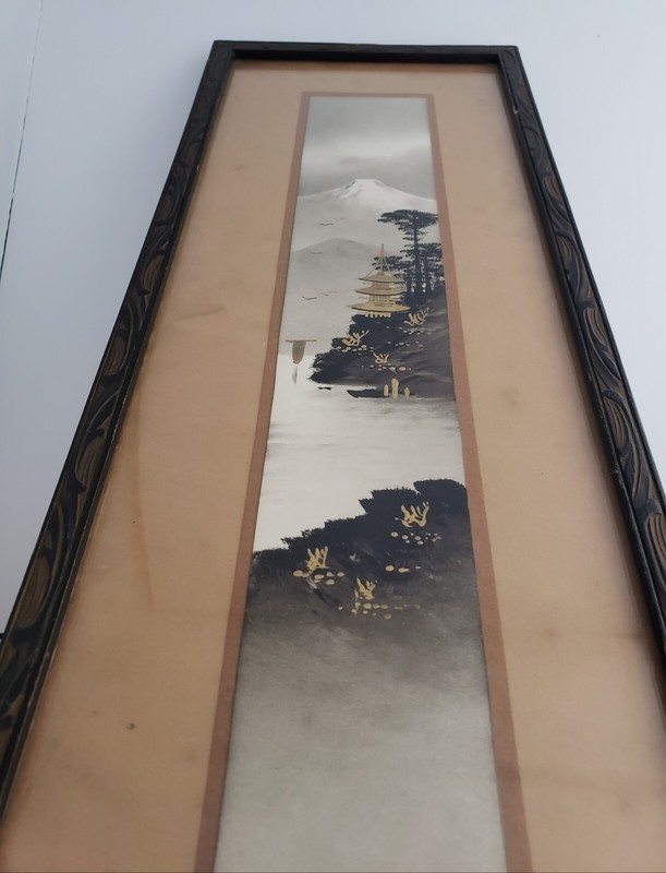 japanese woodblock print Asian Art Framed vintage Antique nails on backing