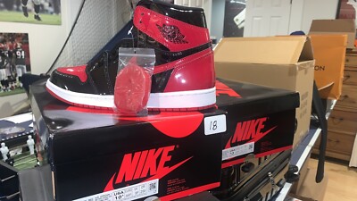 red & black patent leather jordan 1
