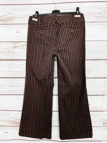 Vintage Body By Victoria Womens Pants Size 8 Brown Pinstripe Flat Front Mid-Rise - Picture 4 of 6