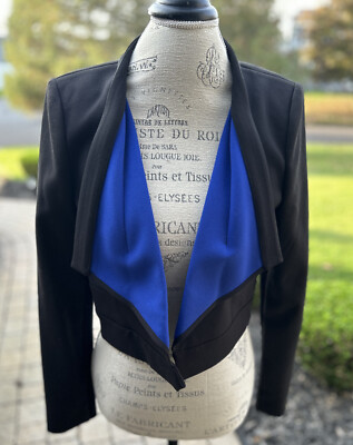 BCBGMAXAZRIA Women's Jacket Layered Draped Cropped Blazer Sz M + FREE  