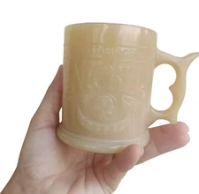 Vintage Whataburger Buffalo Nickel Coffee Cup Mug Butterscotch Glass Opeque 