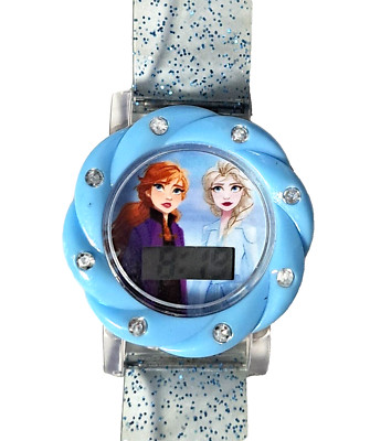Accutime Watch Corp Disney Frozen Watch Digital 9'' Clear Band Blue Sparkles