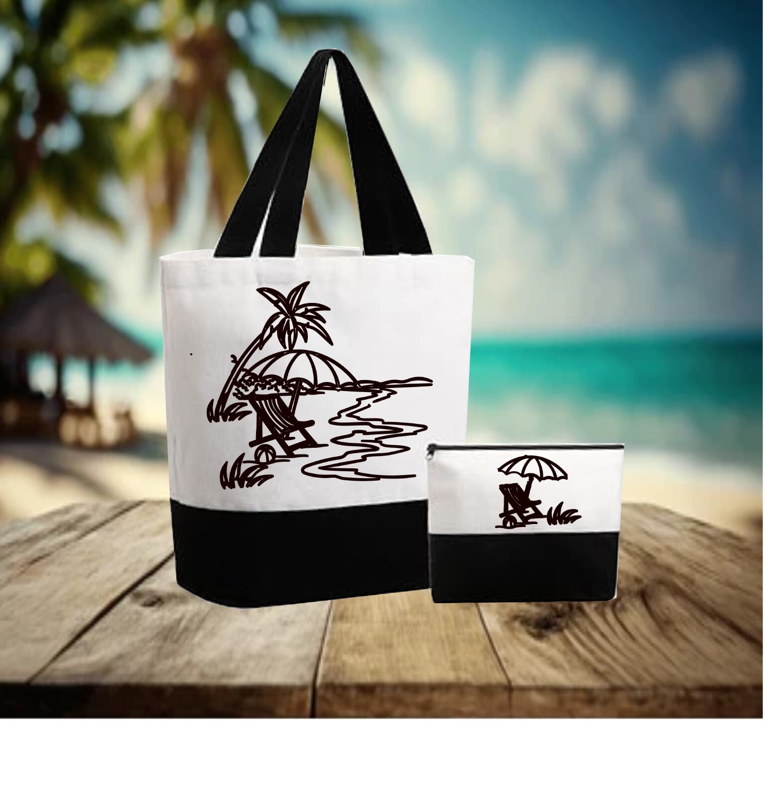 Stylish Beach Tote with Free Makeup Pouch - Perfect for Shopping & Travel