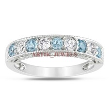 Natural Blue Topaz Gemstone with 925 Sterling Silver Ring for Women's 3404