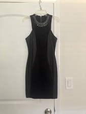 Guess Bodycon Dress Faux Leather Black Size 0/2/XS Little Black Dress