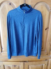 Tailorbyrd Mens Medium Pullover 1/4 Zip Blue Geometric Lightweight Golf Casual