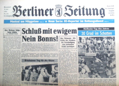 BERLINER ZEITUNG 6. Juni 1964 Marlene Dietrich 30 Grad Baikal Afrika Sport
