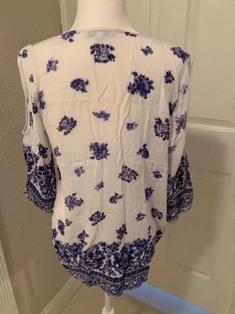 Blue Boho Cold-shoulder tunic - Image 2 of 4