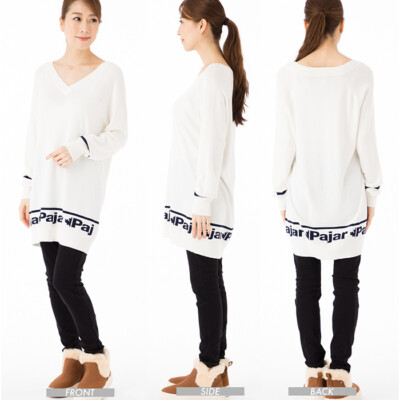 NWT PAJAR SzL CANADA MELISSA V-NECK LONG SLEEVE LOGO SWEATER