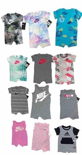Nike + More Baby Boy/Girl Short Rompers 2-4 Piece Sets With Socks; Sizes 3M-24M - Picture 2 of 44
