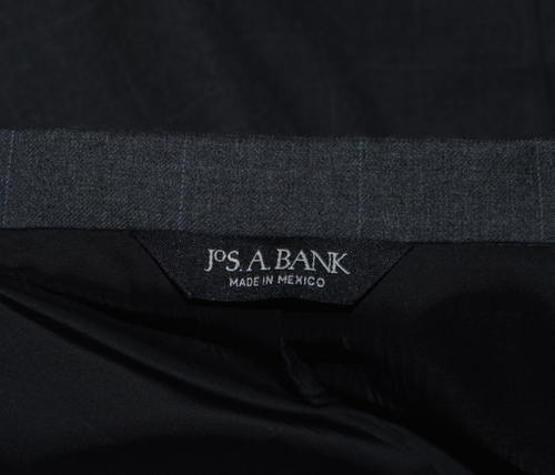 (2Pc Suit 46L 46 Long L) JOS A BANK Traveler Gray Windowpane Wool Jacket Blazer - Picture 17 of 18