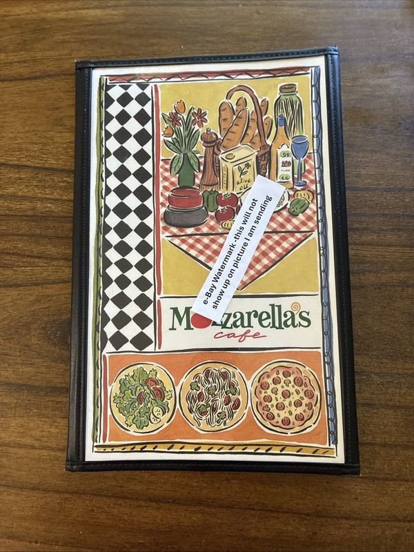 Vintage Mozzarella's  Cafe  Tri-Fold Mozzarella MENU Booklet With Insert