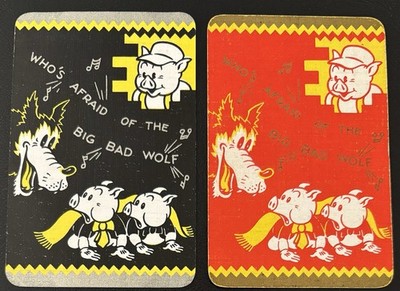 SWAP PLAYING CARDS 2 X ENGLISH NAMED 3 LITTLE PIGS & BIG BAD WOLF