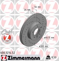 2X Zimmermann Bremsscheibe Sport Z 600.3214.52 FüR T4 1LB Transporter VW 7DB 70A
