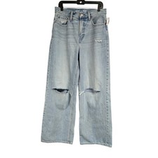 Old Navy Extra High Rise Baggy Wide Leg Distressed Jeans Light Wash Size 12 Tall