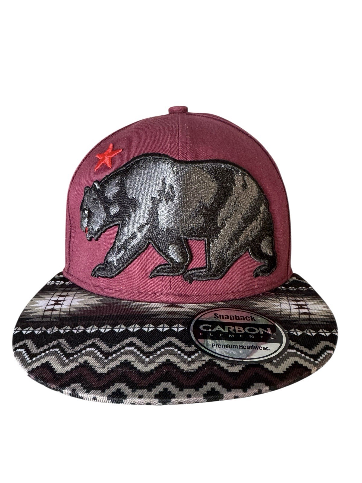 Carbon Elements Hat Cap Snap Back Maroon Californ… - image 1