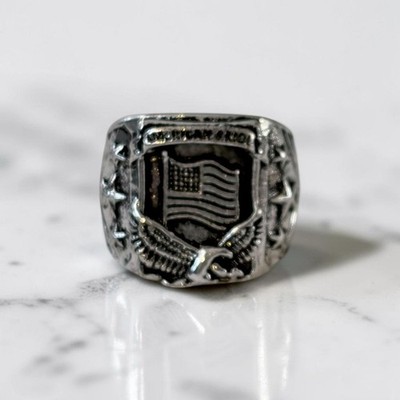 Silvertone God Bless America Ring Size 6.5 New