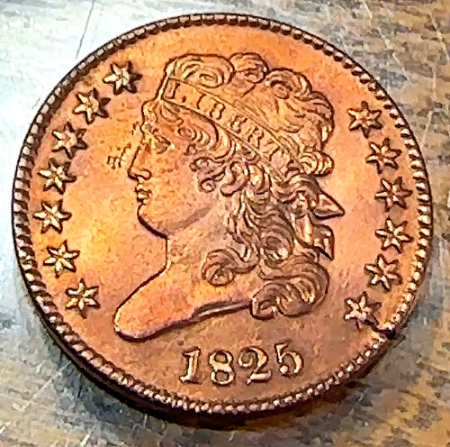 Scarce High Grade 1825 Half Cent Remarkable Bright Red BU Details CHRC