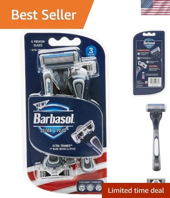 Elegant Ultra 6 Plus Disposable Razor Pack - 6 Blades & Comfort Grip - 3 Count