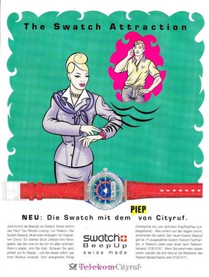 3w23969/ Reklame / Werbung aus 1993    SWATCH Uhren - Telekom Cityruf