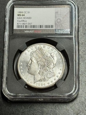 1884 CC Morgan Silver Dollar GSA Hoard Graded NGC MS64 Carson City