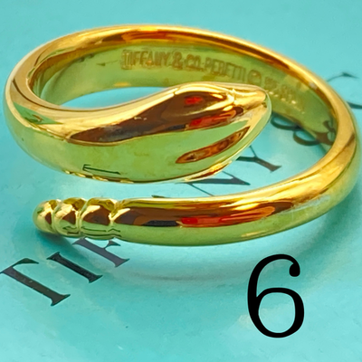 Tiffany & Co. Gold Plate Elsa Peretti Snake Ring 925 Silver Size
