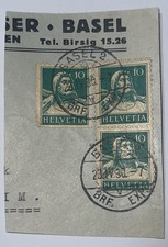 Francobolli svizzeri della serie "Wilhelm Tell" 10 centesimi 1 bilancia Coppia G