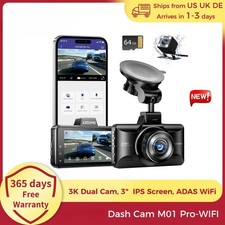 Dash Cam M01 Pro 3K Front and Rear 3" IPS Screen Car Built-in ADAS WiFi G-Sensor