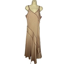 DKNY Women's Printed V-Neck Slip Maxi Dress Casual Wardrobe Minimalist  L New