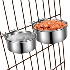 Dog Kennel Food and Water Bowls, 2 Pack Hanging Metal Dog Bowls No Spill, Sta...