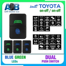 DUAL Push Switch Blue Green ON-OFF for Toyota  4Runner Camry Corolla Kluger