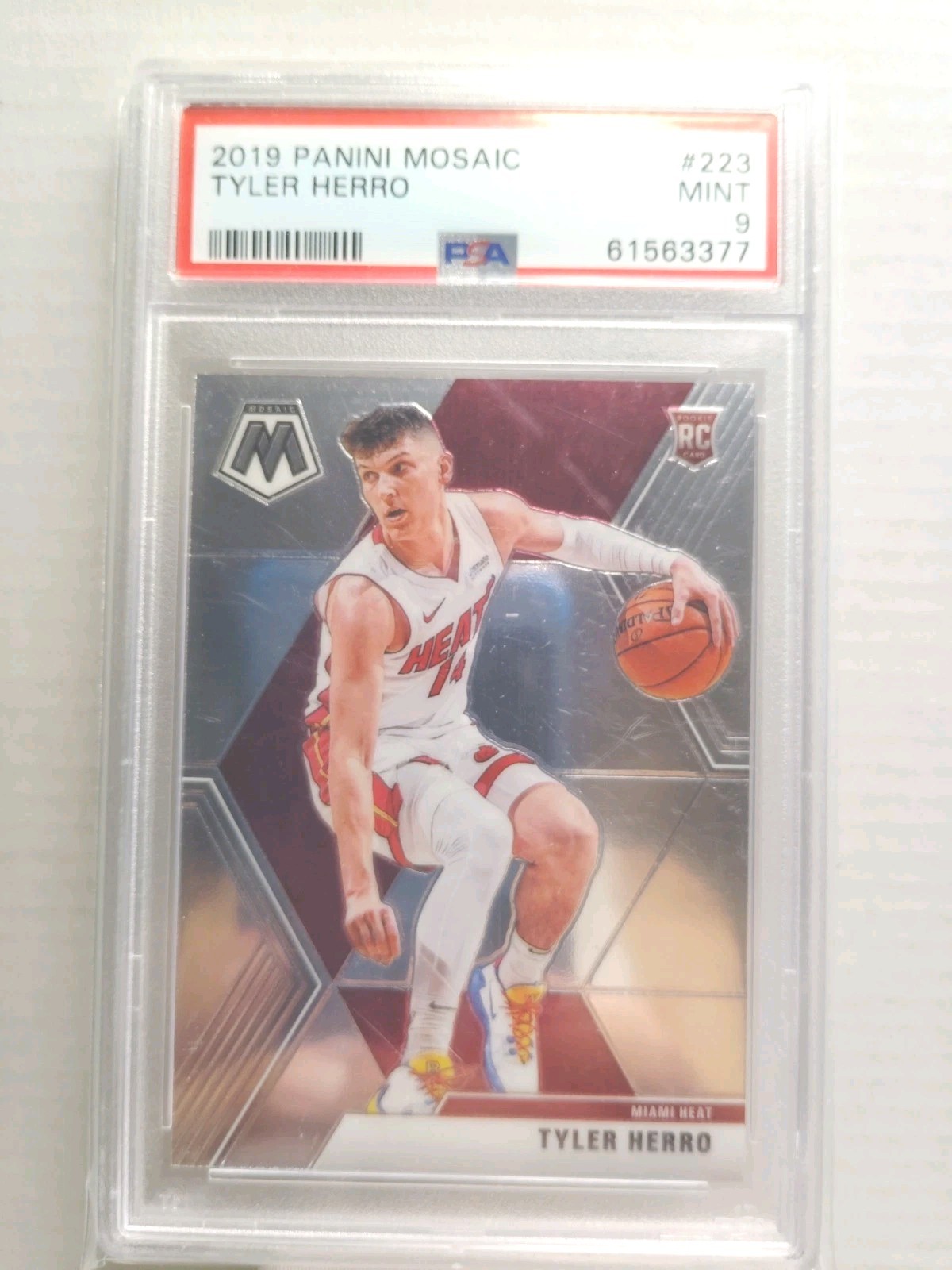 Tyler Herro 2019 PANINI MOSAIC #223 ROOKIE CARD PSA 9 MINT MIAMI HEAT.