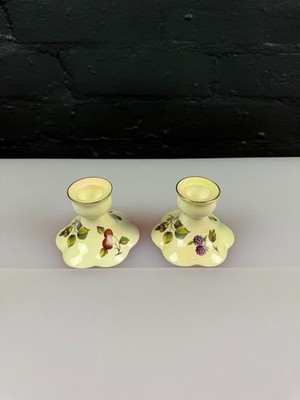 Royal Worcester Palissy Obst Kirschen Beeren Kerzenständer Halter 2,5'' 2er Set