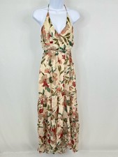 ASTR THE LABEL Frolic Floral Maxi Dress Size L Cream Maxi Boho print Women