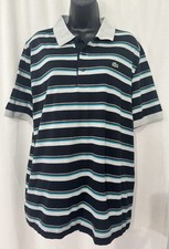 Lacoste Men's Striped Polo Shirt Size 6 Black/gray/blue Short Sleeve