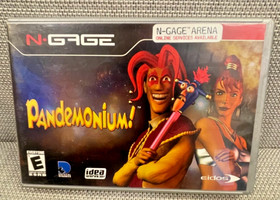 2003 NGAGE PANDEMONIUM GAME. WITH ORIGINAL BOOK, CASE, AND PLASTIC GAME HOLDER.