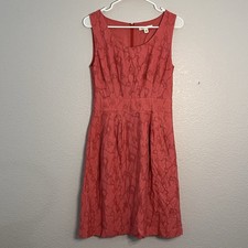 Banana Republic coral pink embossed textured A-line/shift office dress size 2