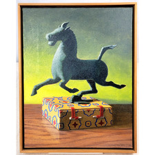 Original 1989 Coulter Watt Painting Surreal Horse Still Life Signed Framed Art
