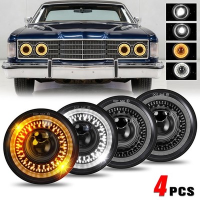 4PCS 5.75'' 5-3/4'' Round Led Headlights Start-up Halo DRL For Ford Galaxie 500